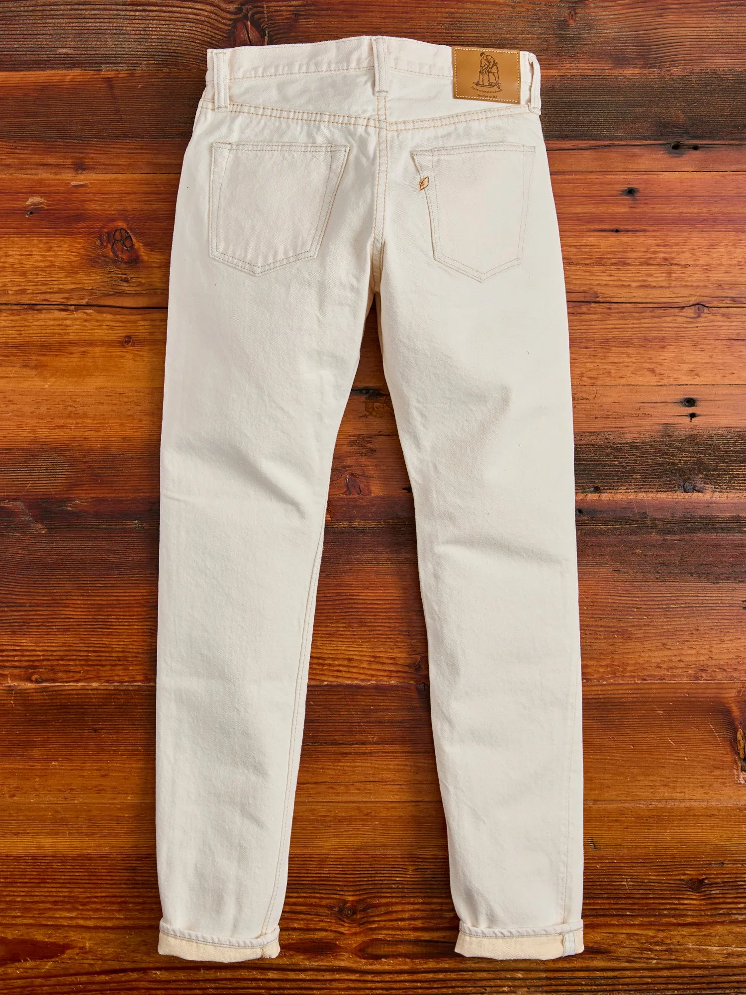 1172-2 "Ecru Beige" 14oz Rinsed Selvedge Denim - Relaxed Tapered Fit