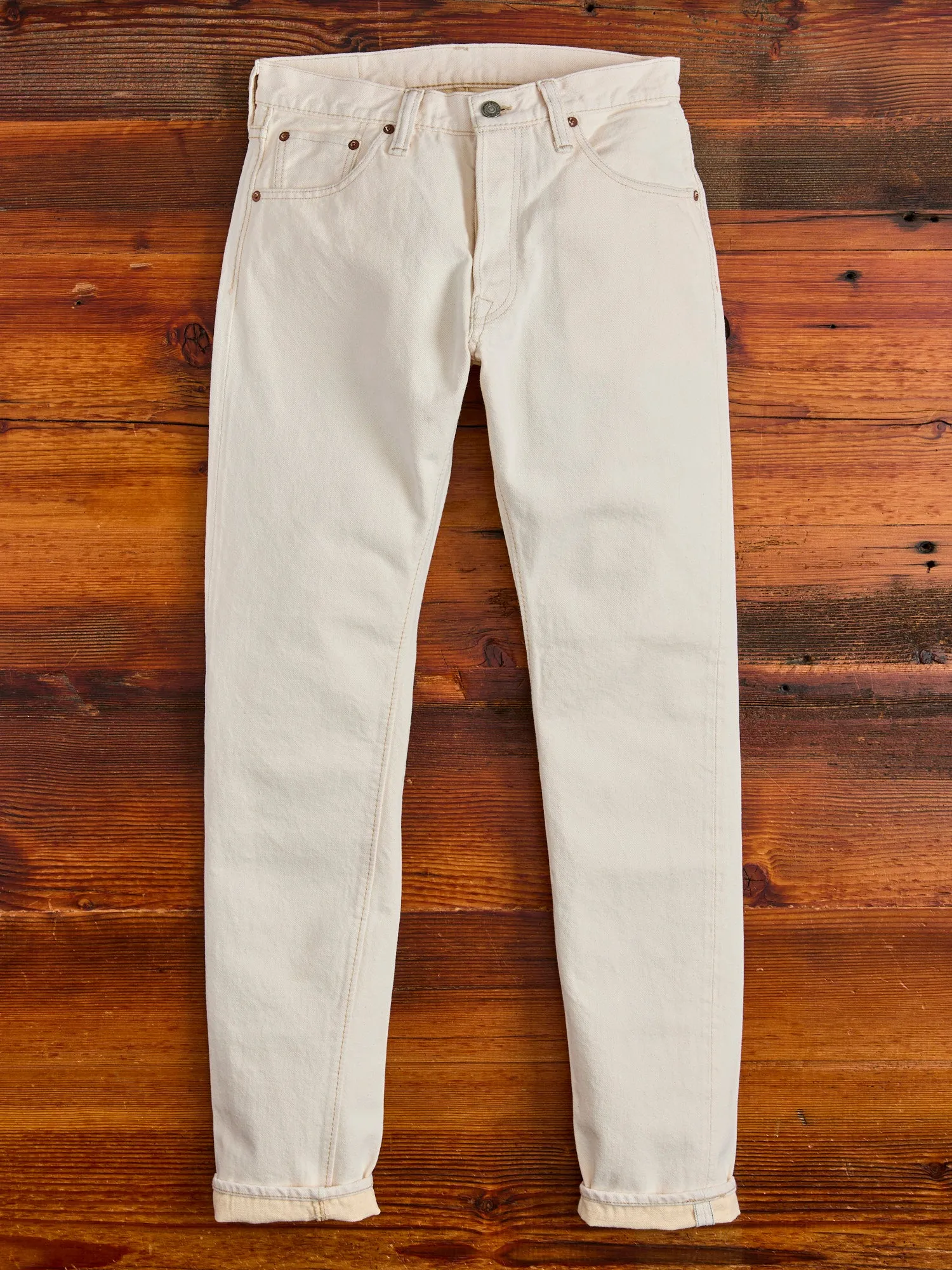 1172-2 "Ecru Beige" 14oz Rinsed Selvedge Denim - Relaxed Tapered Fit