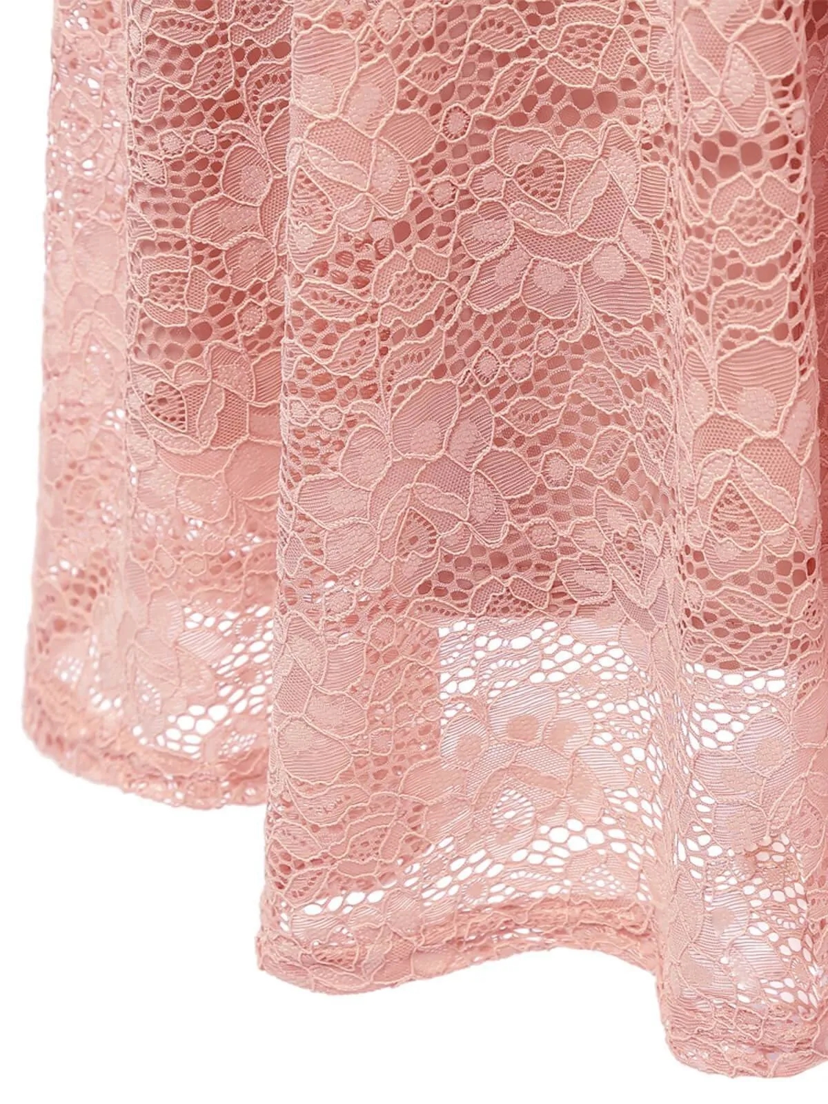 1950s Floral Lace Off Shoulder Dress