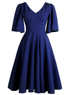 1950s Front Pleated Swing Dress