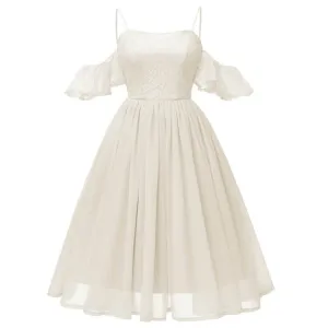 1950s Lace Cold Shoulder Strap Dress
