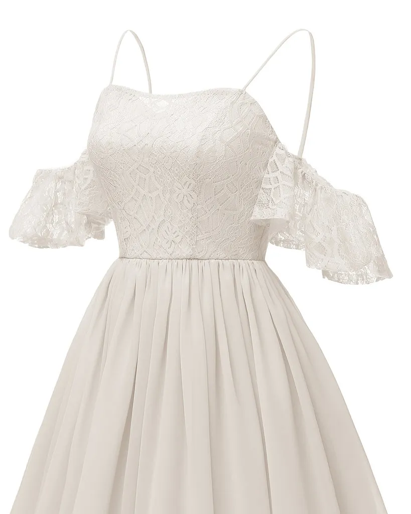 1950s Lace Cold Shoulder Strap Dress