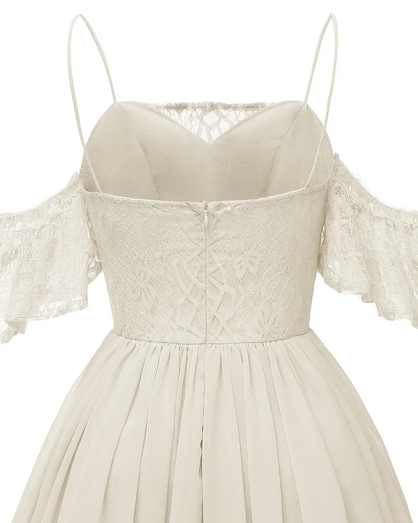 1950s Lace Cold Shoulder Strap Dress