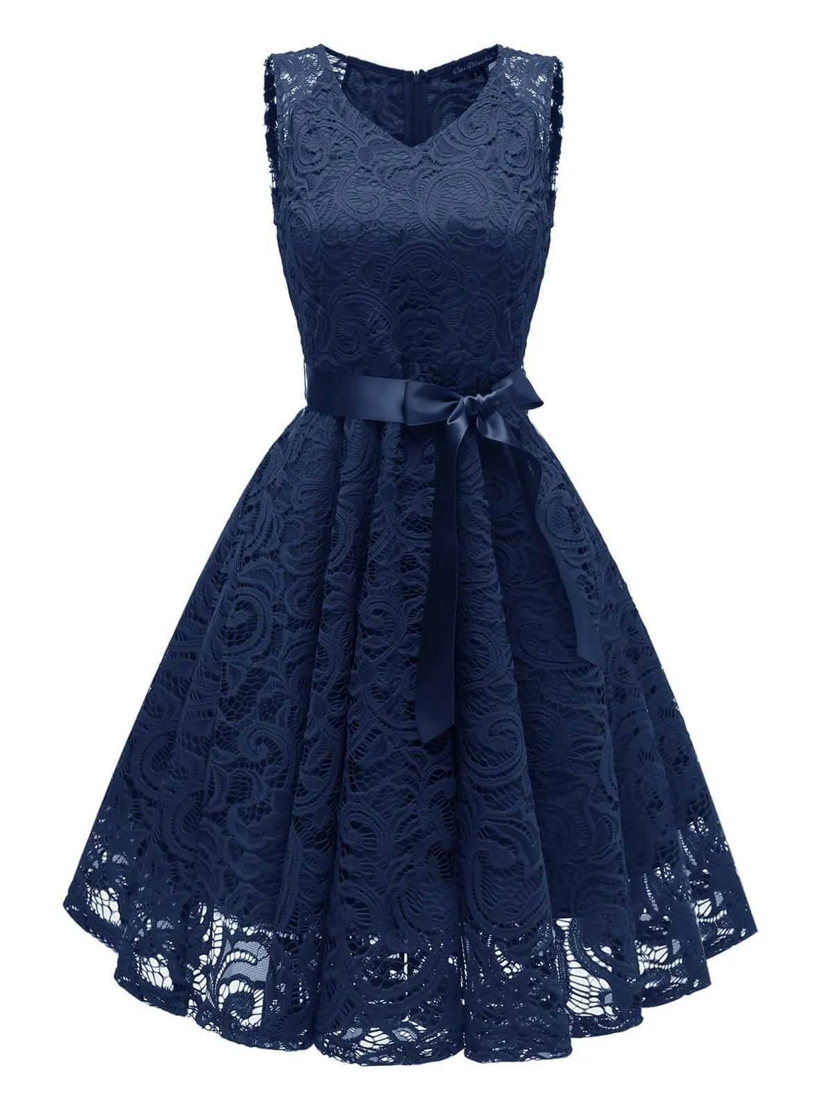 1950s Lace Floral Bow Dress