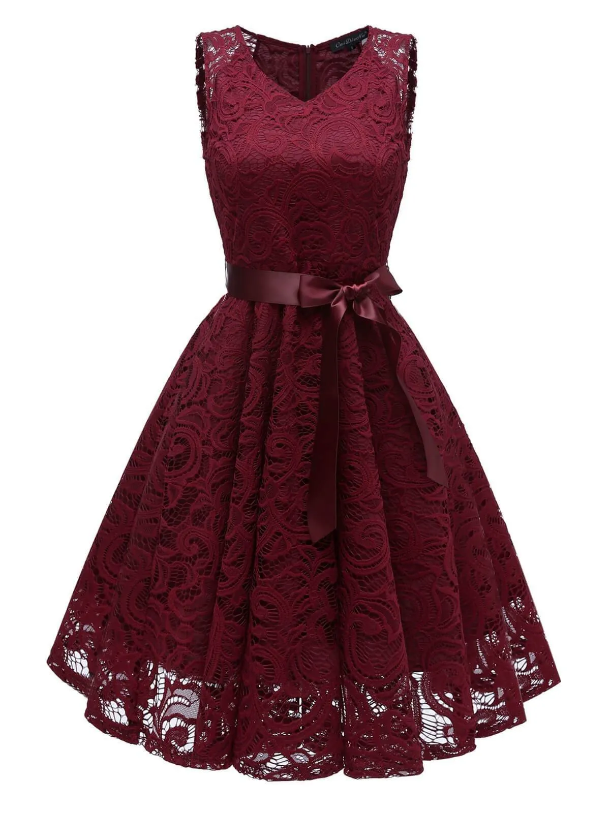 1950s Lace Floral Bow Dress