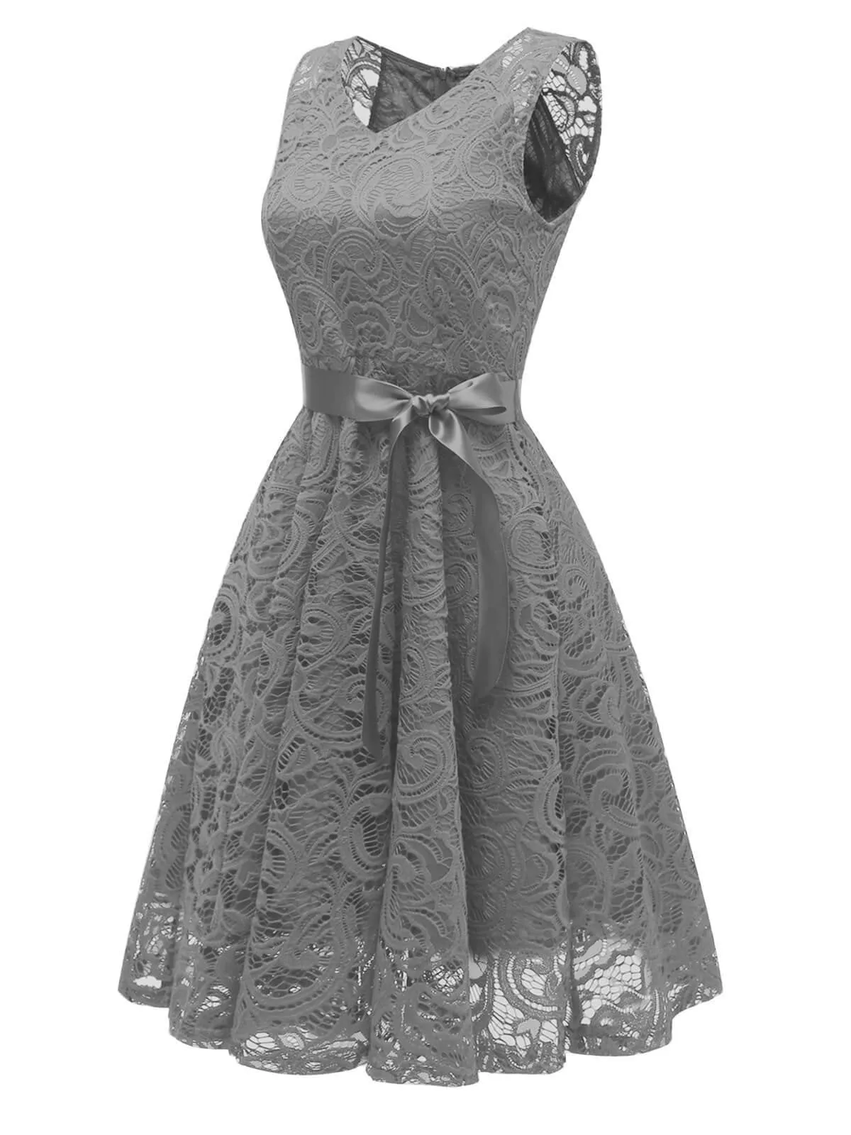 1950s Lace Floral Bow Dress