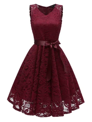 1950s Lace Floral Bow Dress