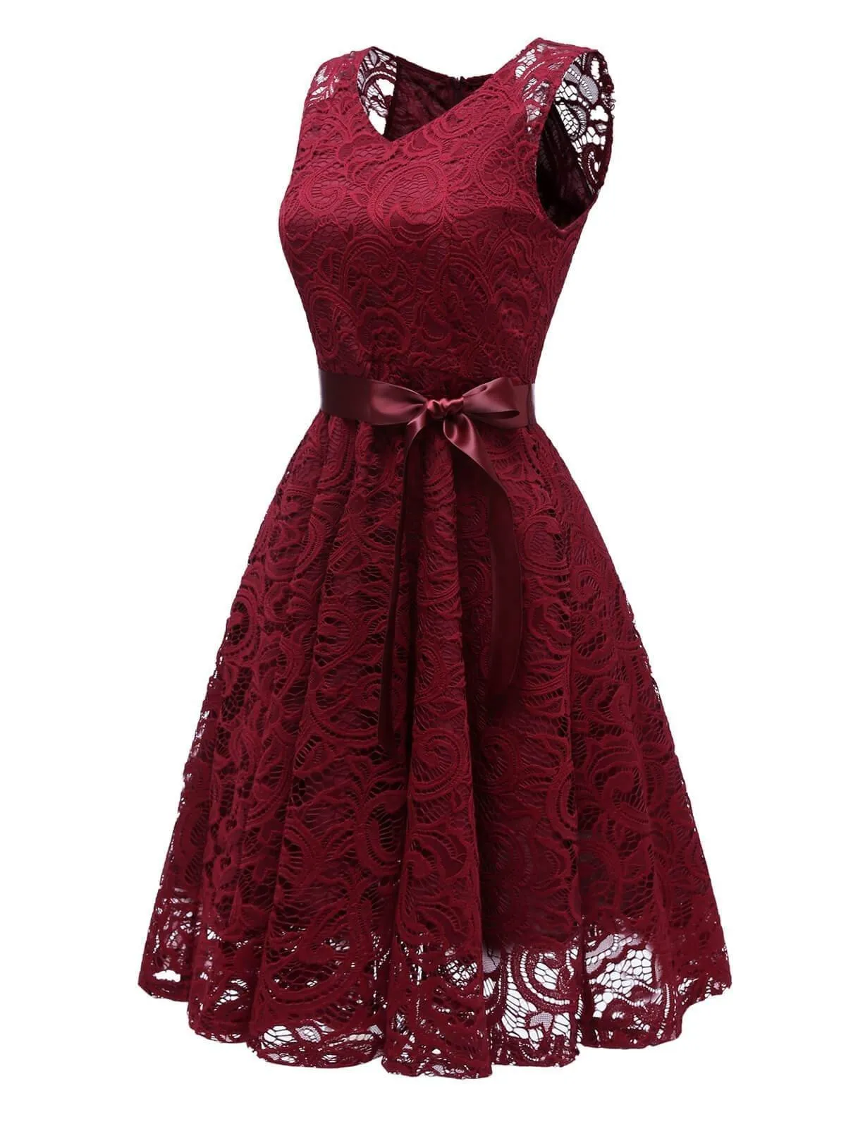 1950s Lace Floral Bow Dress