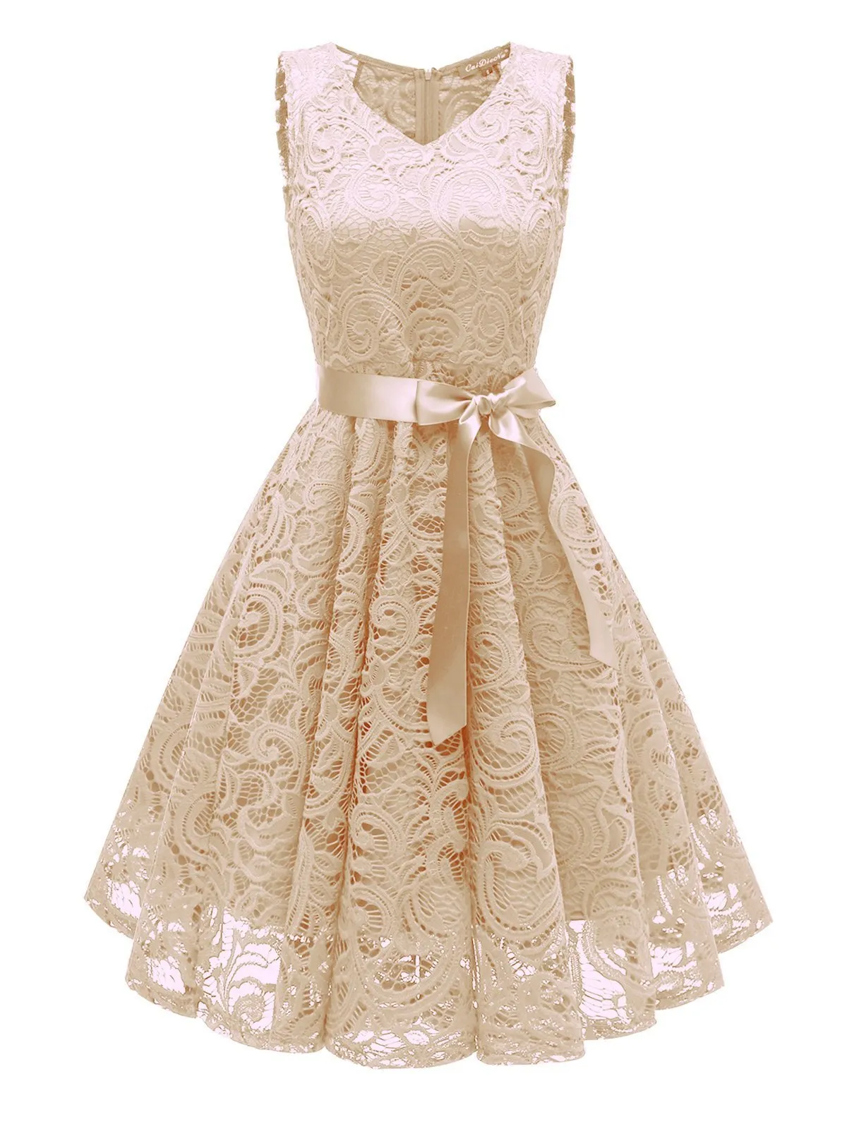 1950s Lace Floral Bow Dress
