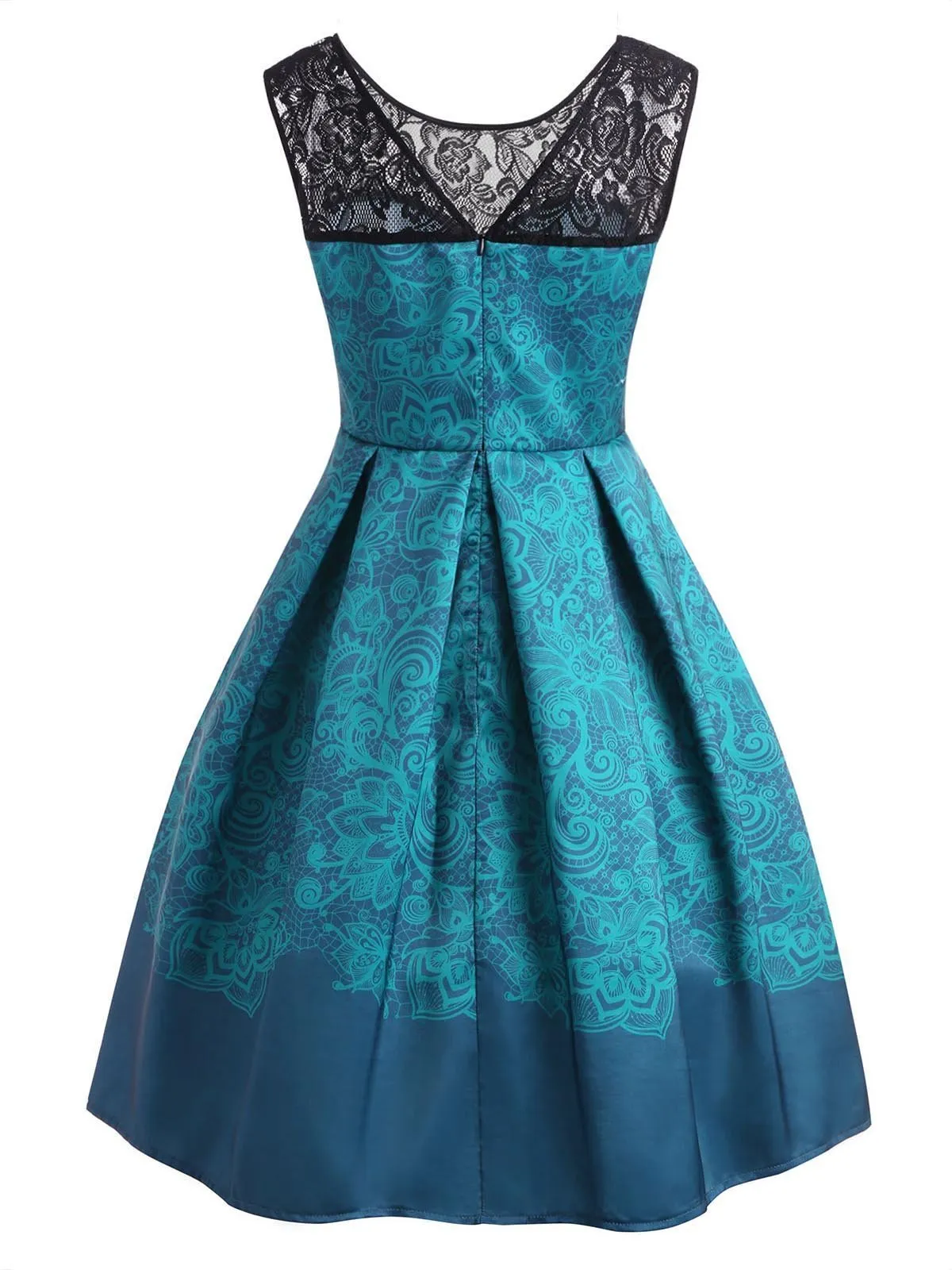 1950s Lace Floral Print Swing Dress