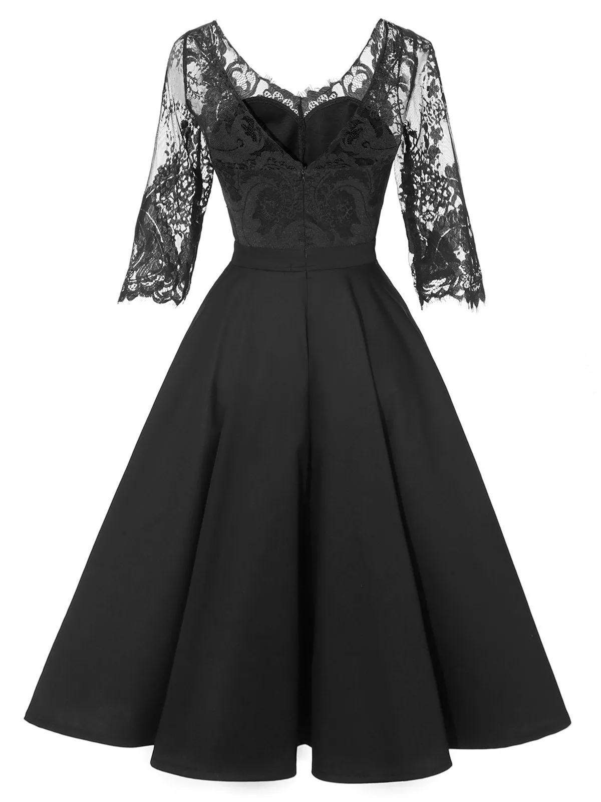 1950s Lace Half Sleeve Swing Dress