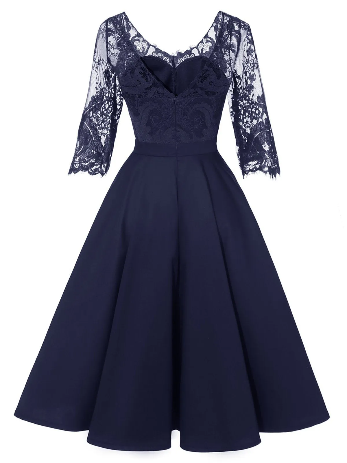 1950s Lace Half Sleeve Swing Dress