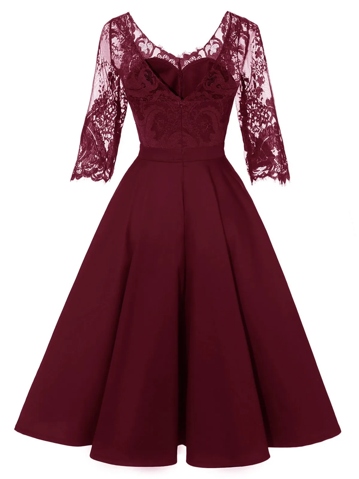 1950s Lace Half Sleeve Swing Dress