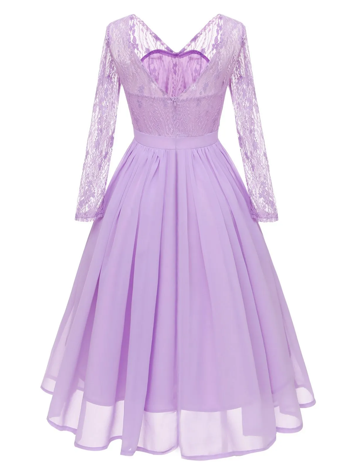 1950s Long Sleeve Chiffon Lace Dress