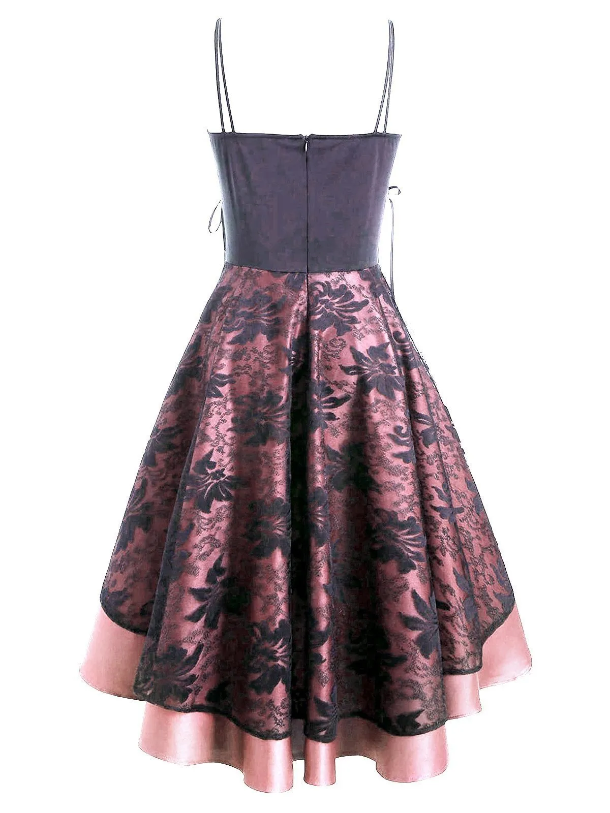 1950s Patchwork High Low Hem Strap Dress