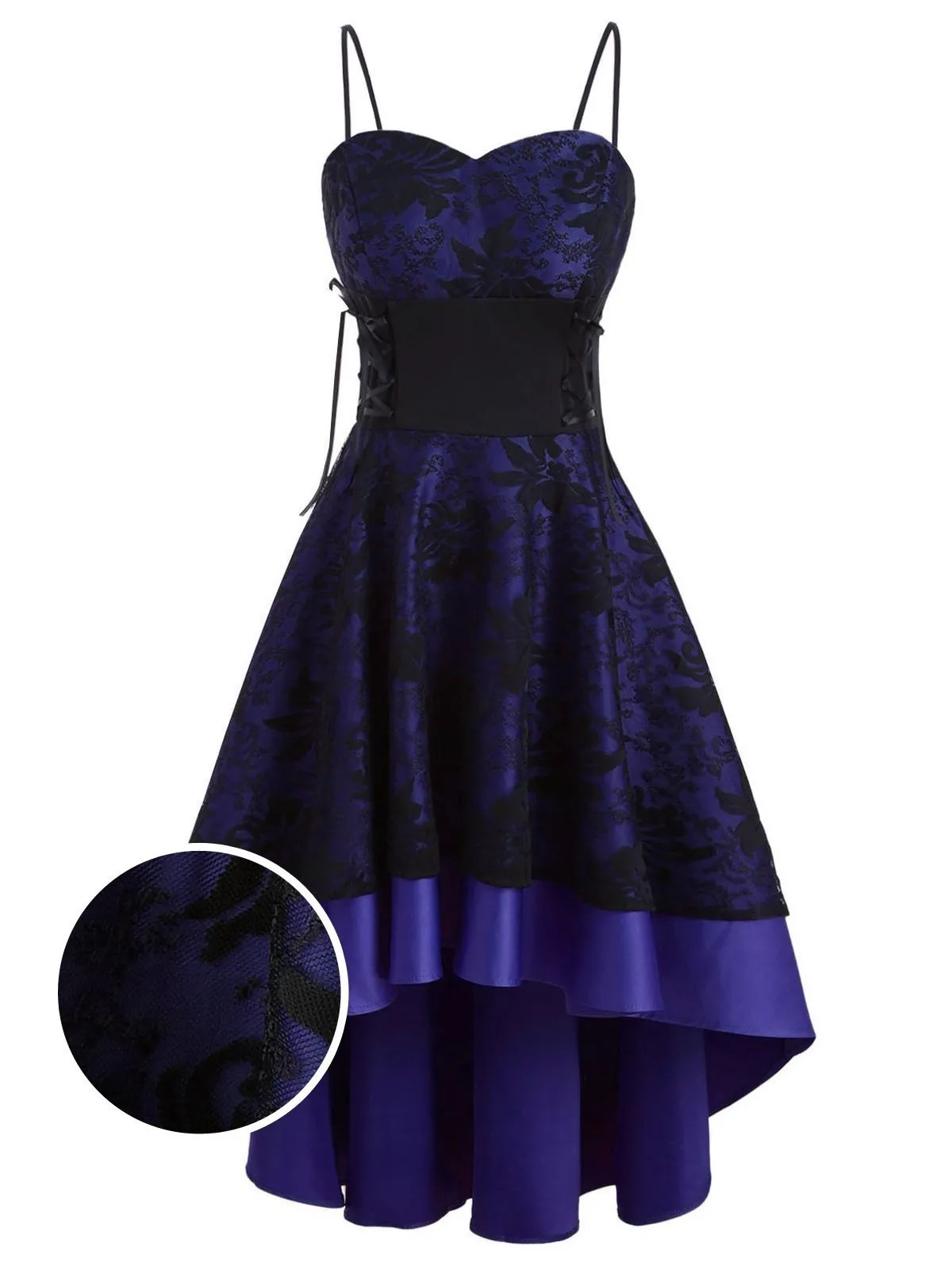 1950s Patchwork High Low Hem Strap Dress