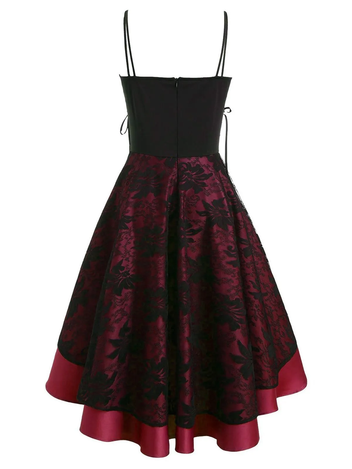 1950s Patchwork High Low Hem Strap Dress