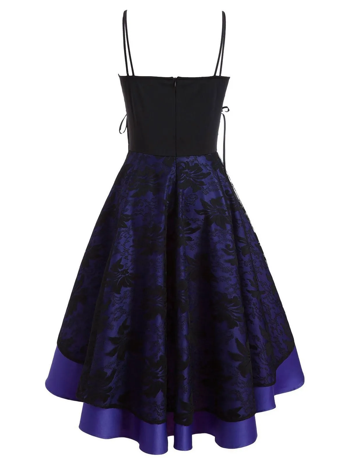 1950s Patchwork High Low Hem Strap Dress