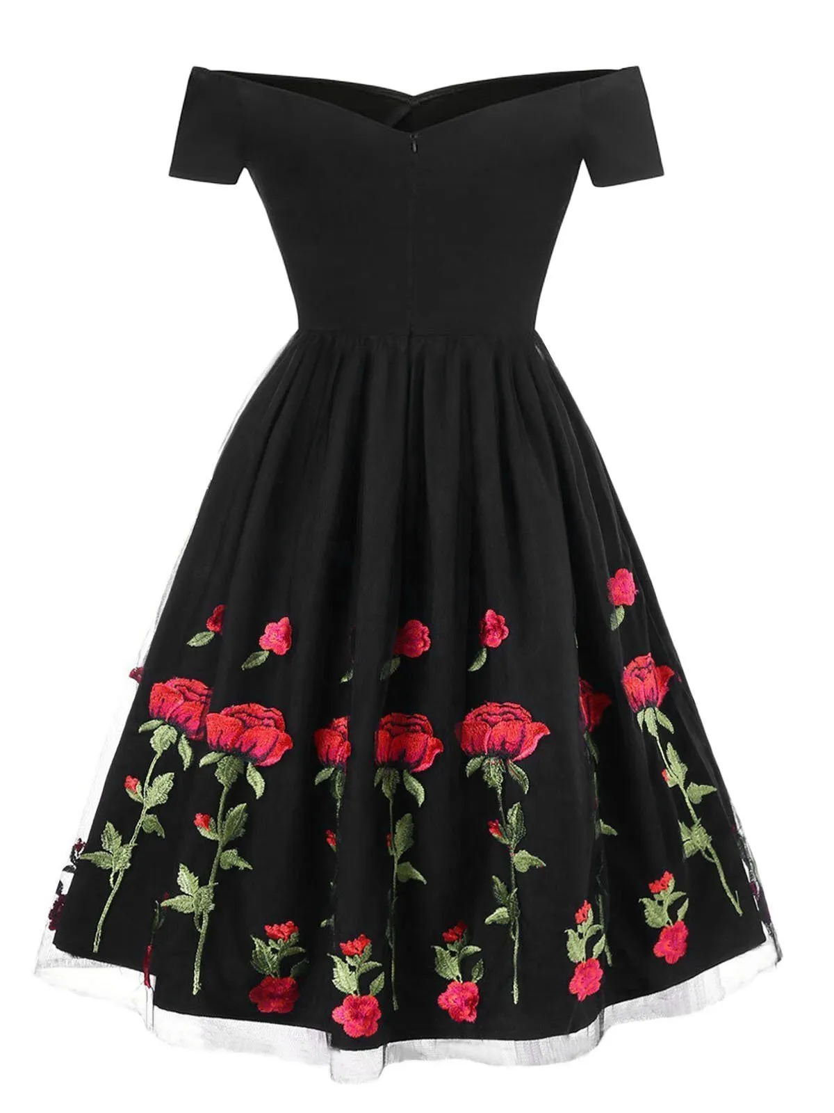 1950s Rose Embroidery Wedding Dress
