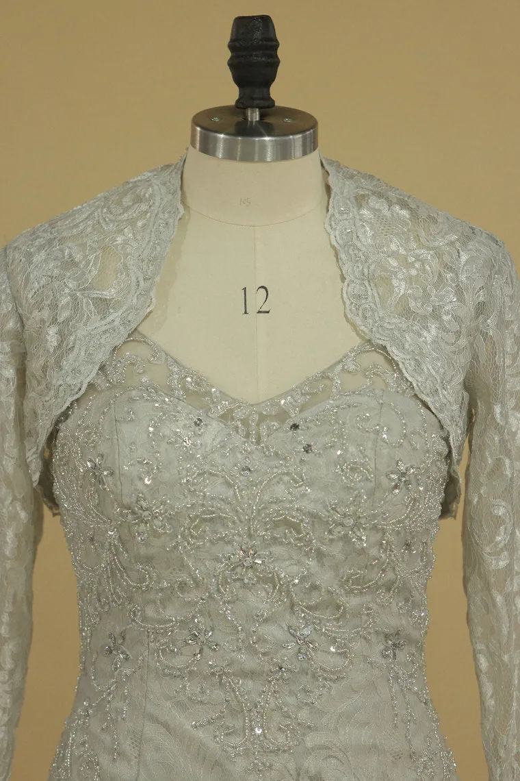 2024 Evening Dresses Column/Sheath V Neck Beaded Bodice Tulle & Lace