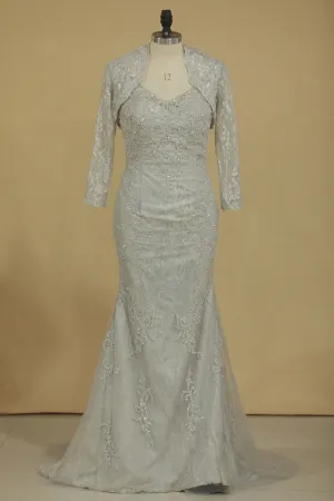 2024 Evening Dresses Column/Sheath V Neck Beaded Bodice Tulle & Lace