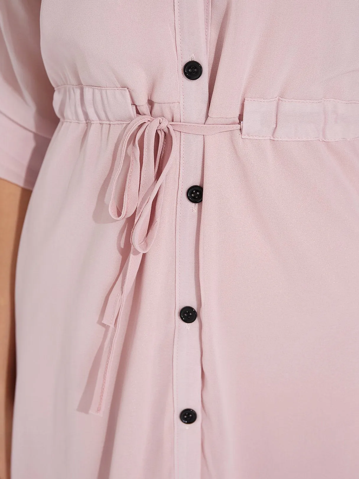 3/4 Length Sleeve Round Neck Midi Dress