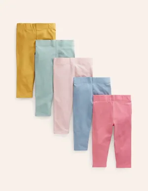 5-Pack Cropped Leggings-Multi Pastel Rainbow
