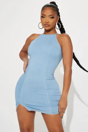 Abigail Denim Mini Dress - Light Blue