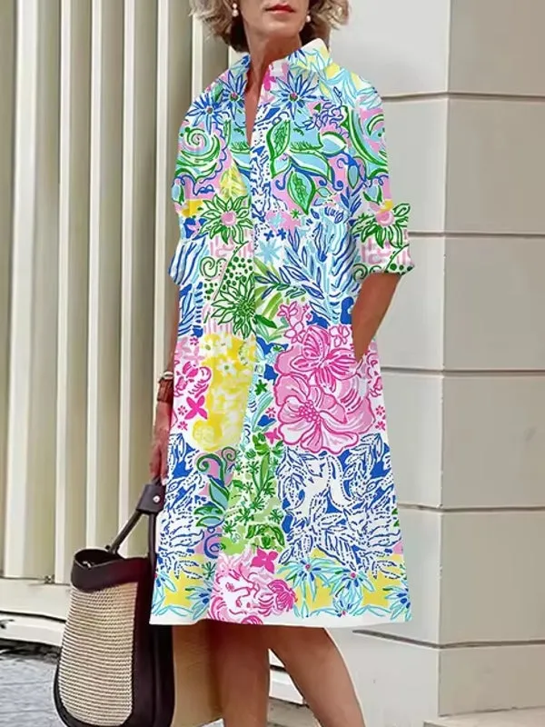 Abstract Print Women's Shirt Dresses