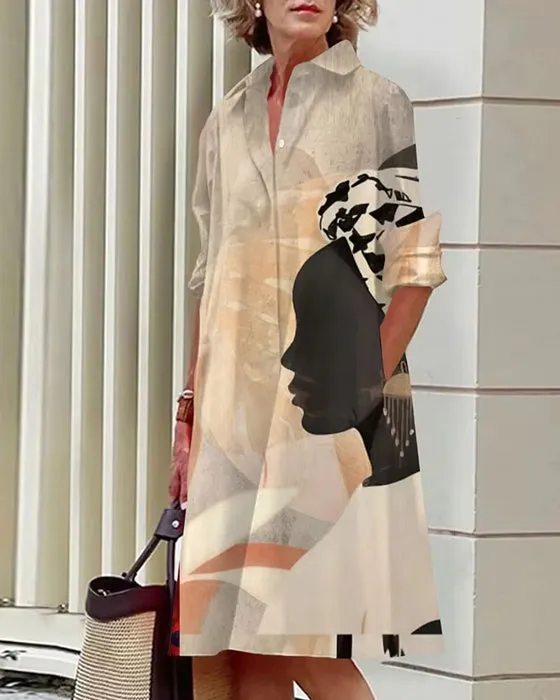 Abstract Print Women's Shirt Dresses