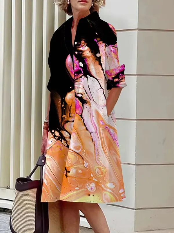 Abstract Print Women's Shirt Dresses