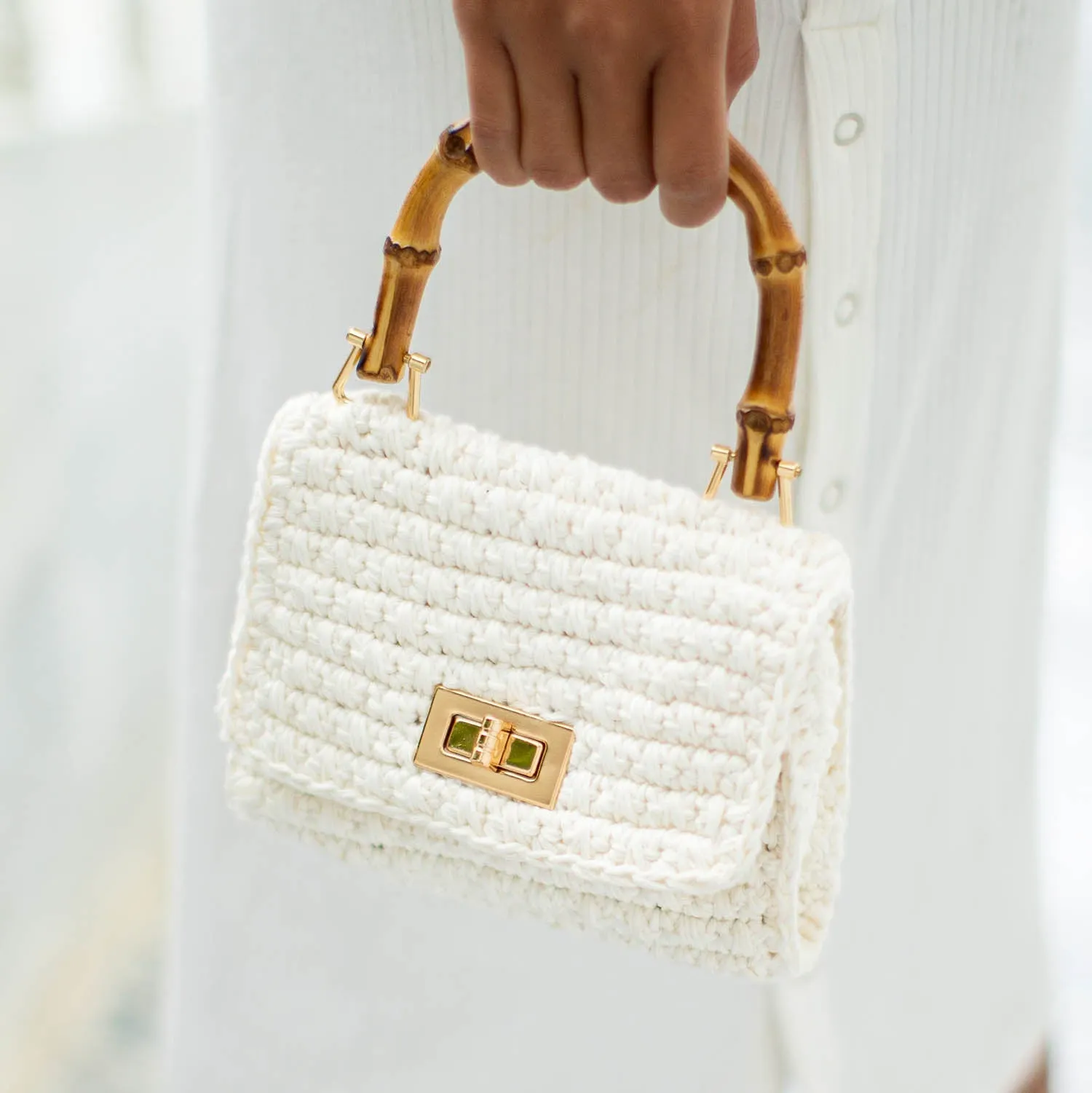 AIRMAIL Mini Crochet Handbag in White