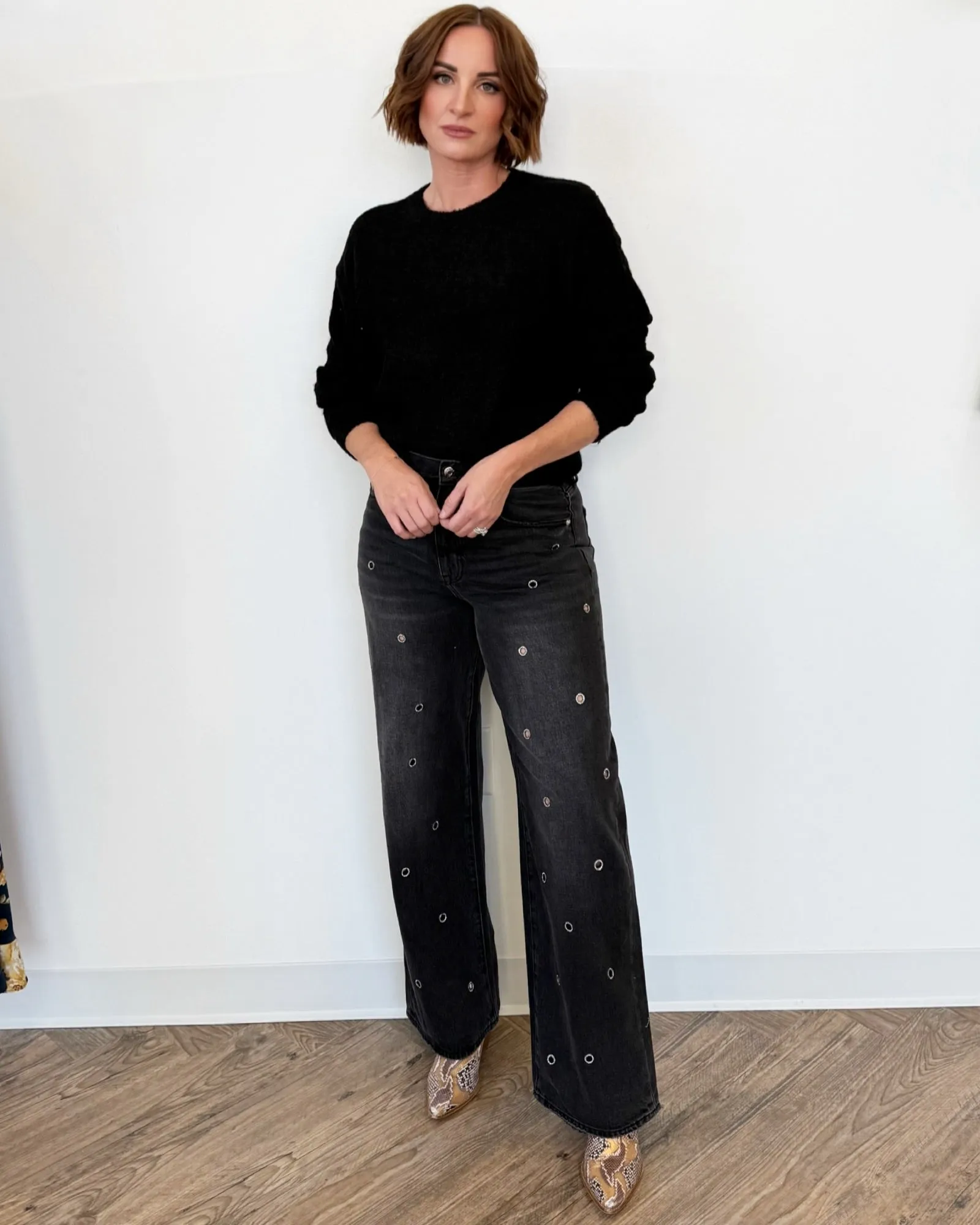 Alivia High Rise Denim with Crystal Embelishement