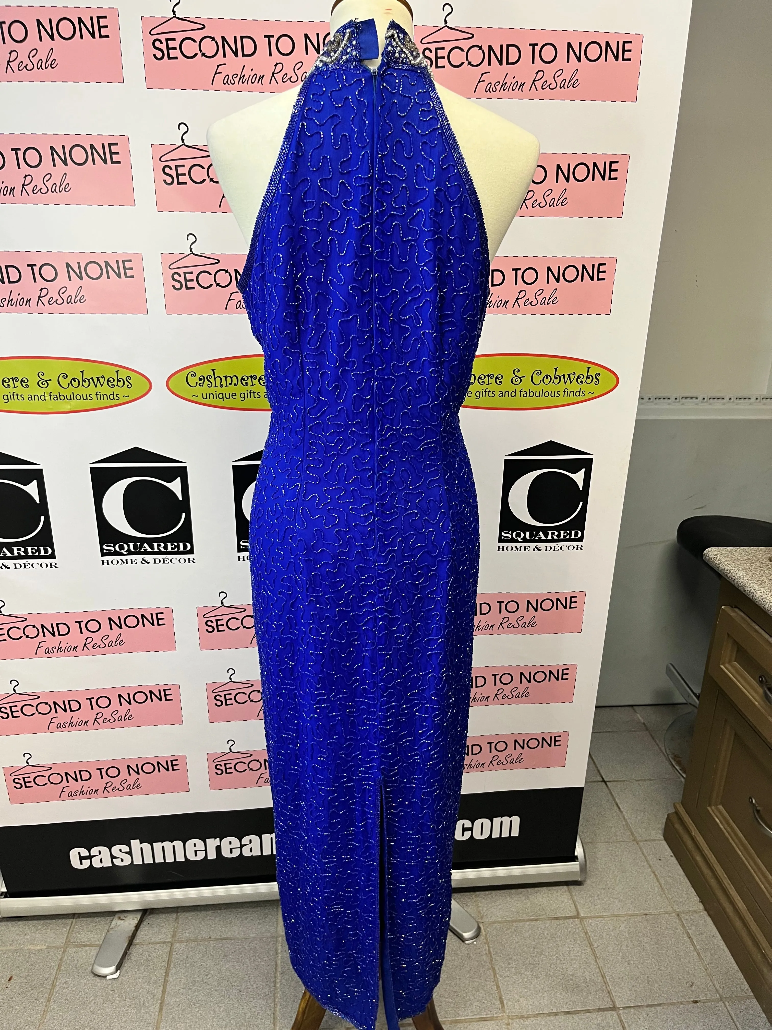 All-Over Beaded 100% Silk Gown (Size L)