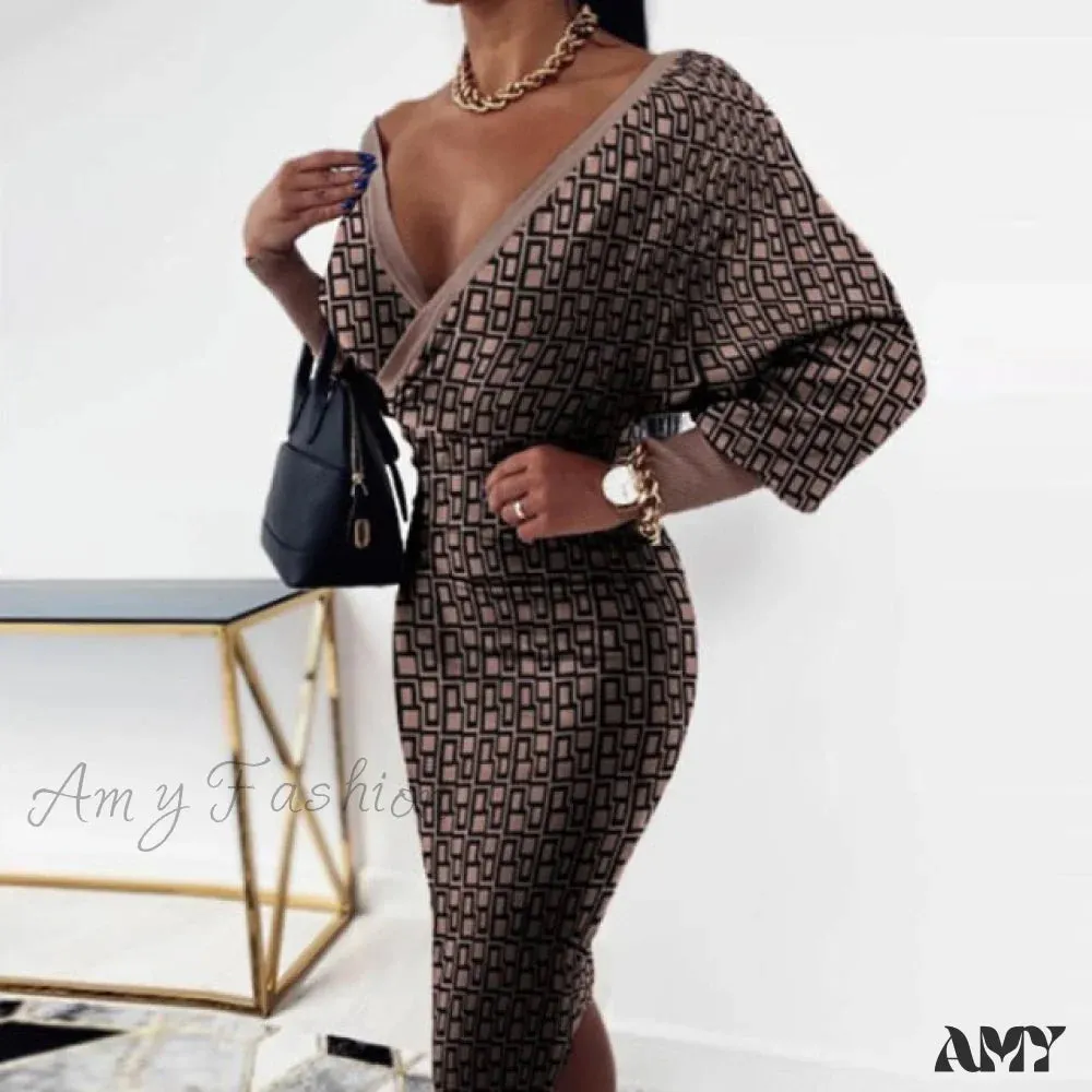 Amy Fashion - Elegant V Neck Lace Patchwork Ladies Dresses