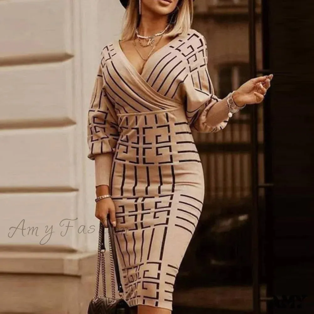 Amy Fashion - Elegant V Neck Lace Patchwork Ladies Dresses
