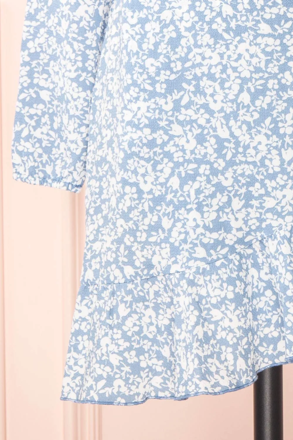 Aslaug Blue | Floral Wrap Dress w/ Ruffles