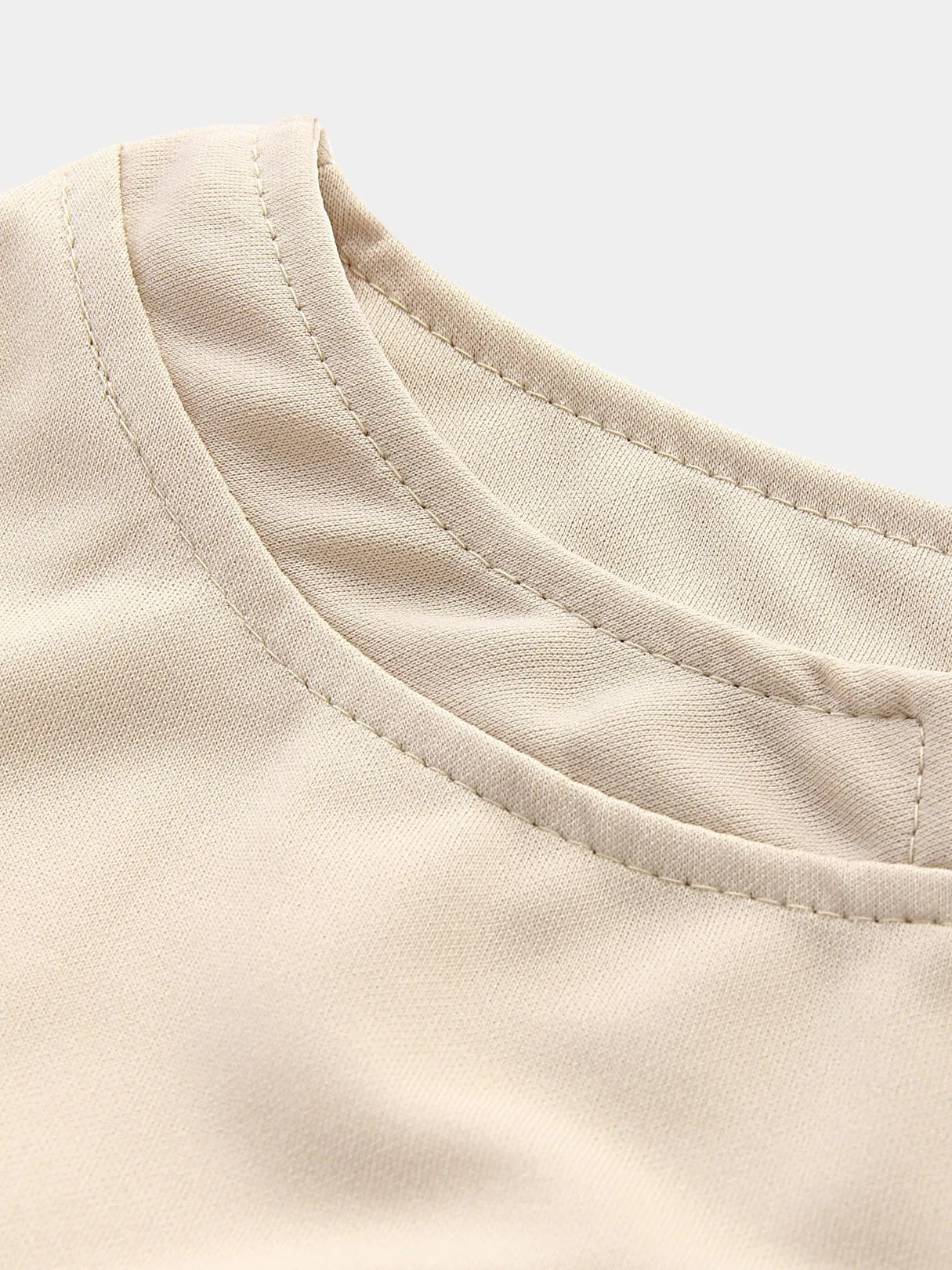 Beige Round Neck Half Sleeve Lace-Up Midi Dress