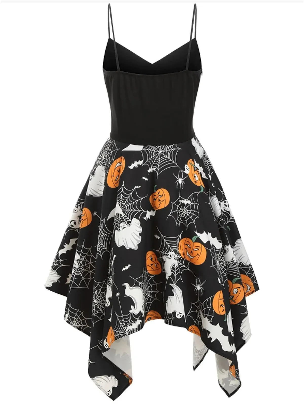 Black 1950s Halloween Pumpkin Bat Dress