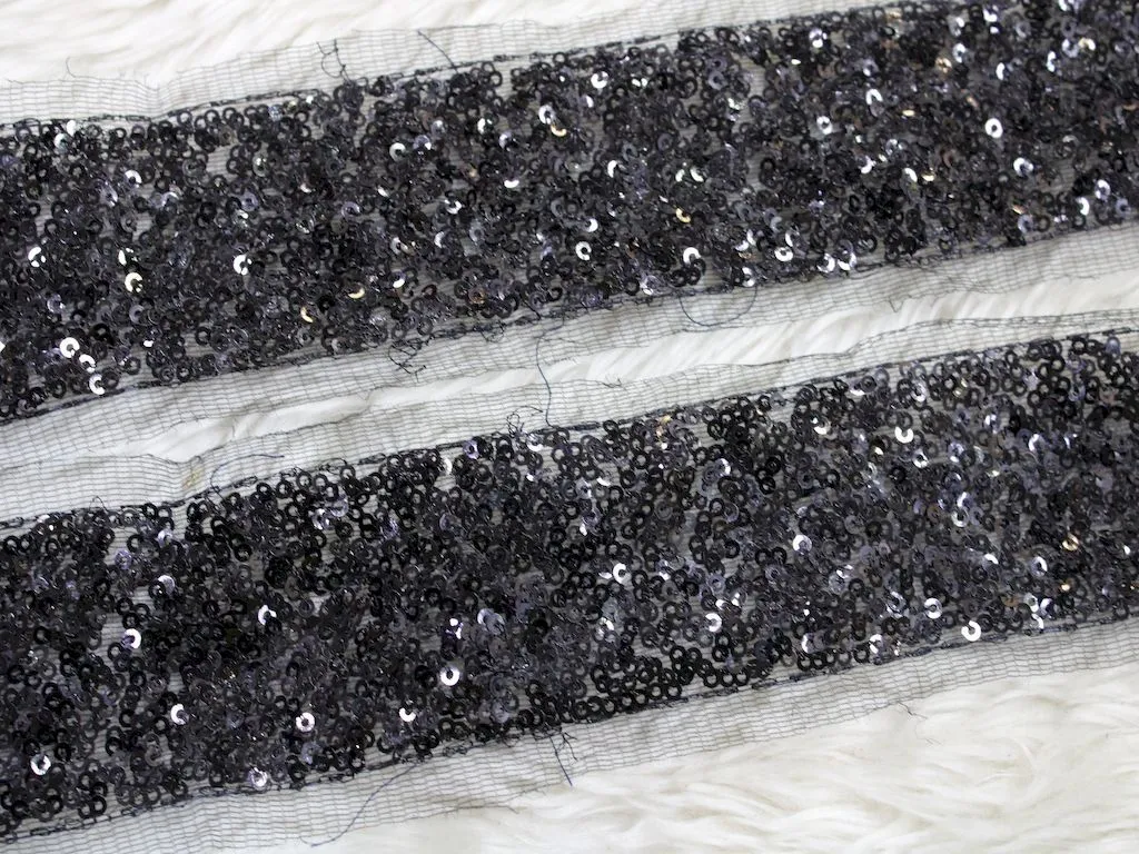 Black Sequins Work Fancy Embroidered Border