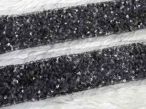 Black Sequins Work Fancy Embroidered Border