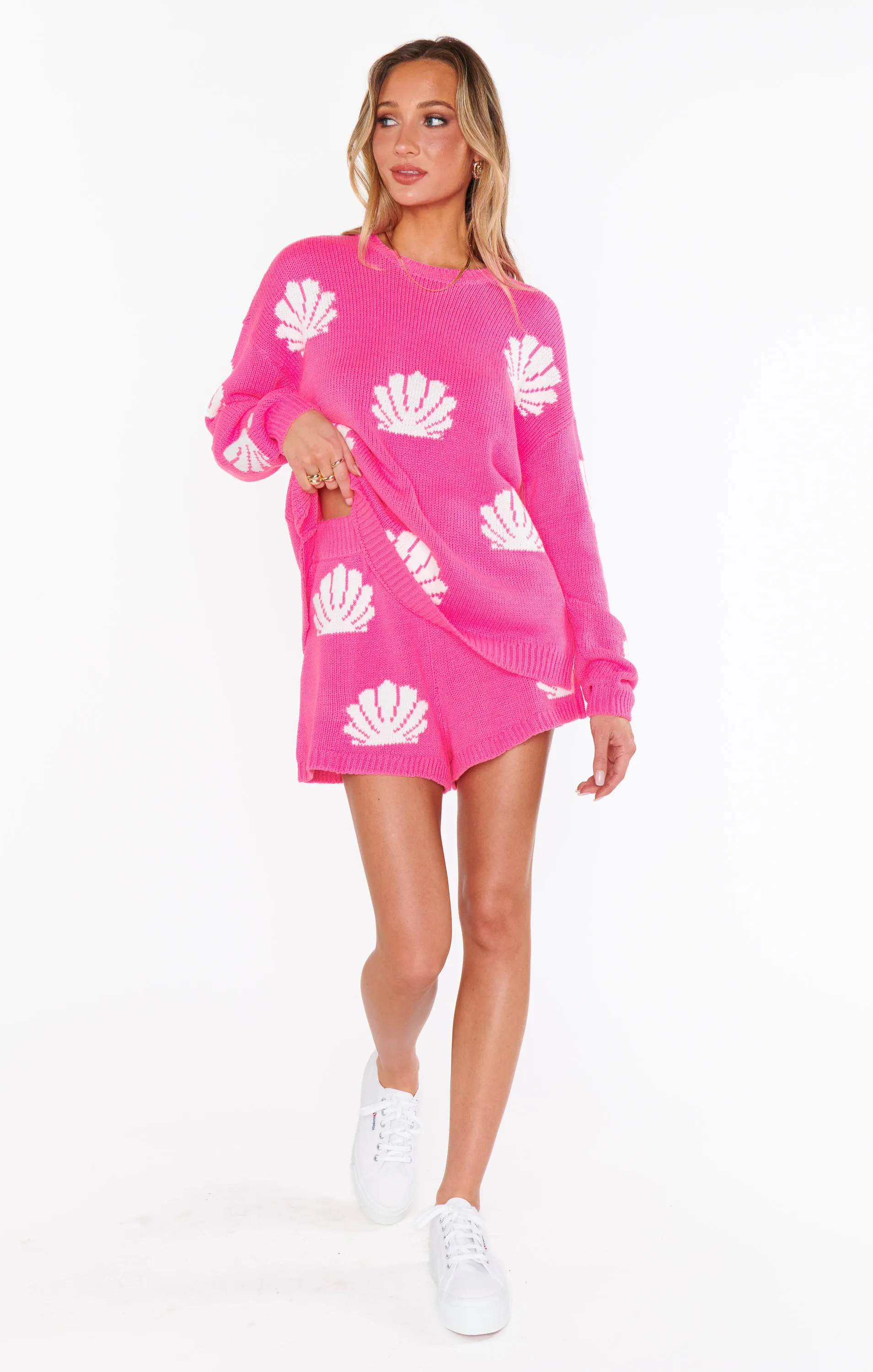 Boardwalk Shorts ~ Hot Pink Shell Knit