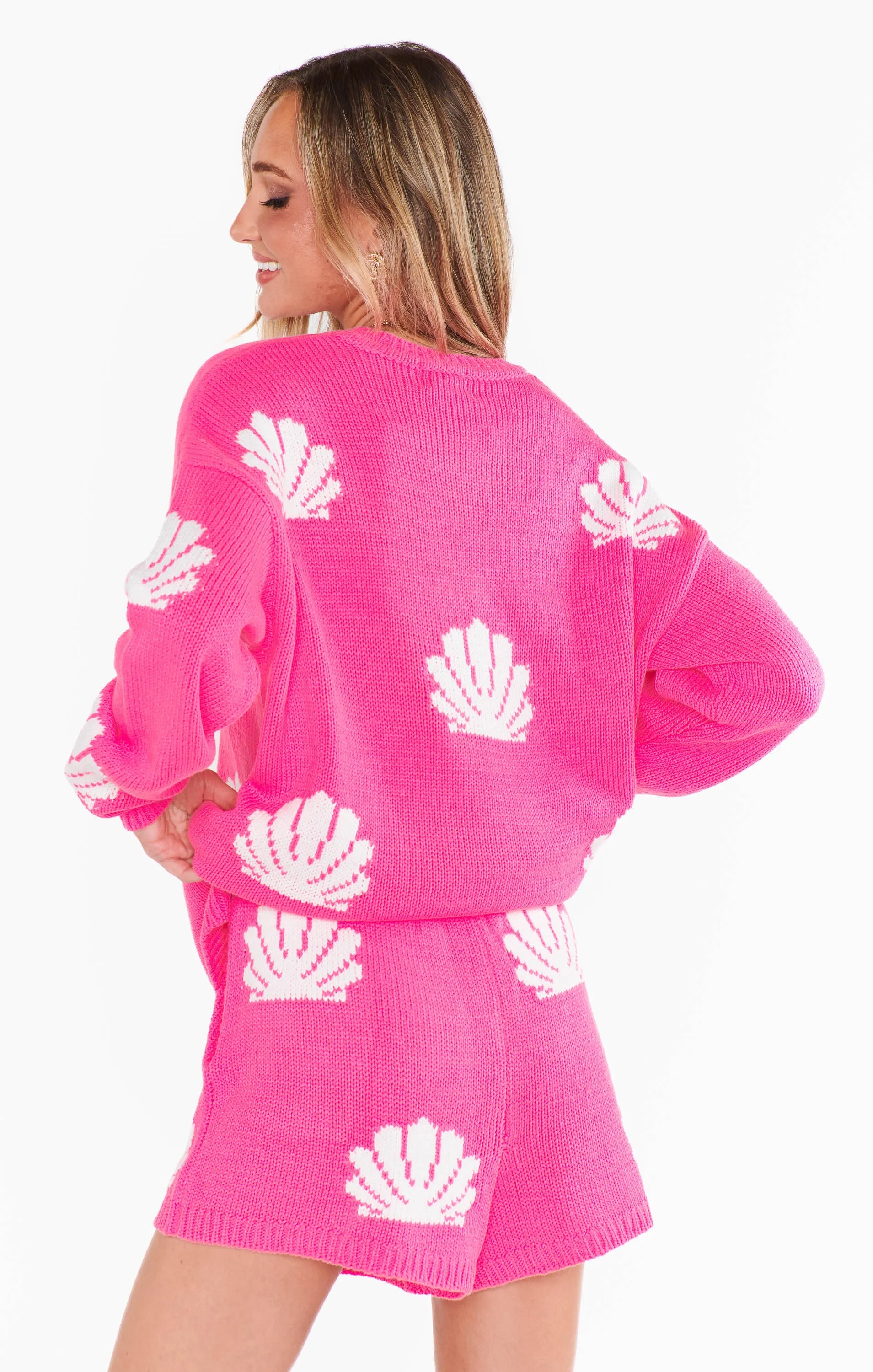 Boardwalk Shorts ~ Hot Pink Shell Knit