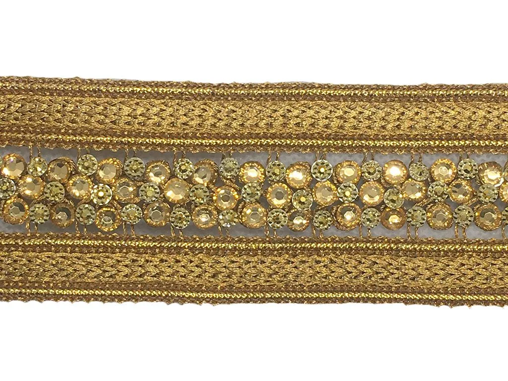 Bright Golden Fancy Stone Work Embroidered Border