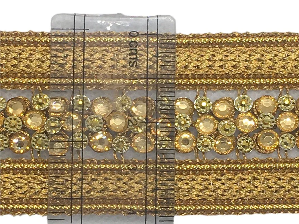 Bright Golden Fancy Stone Work Embroidered Border