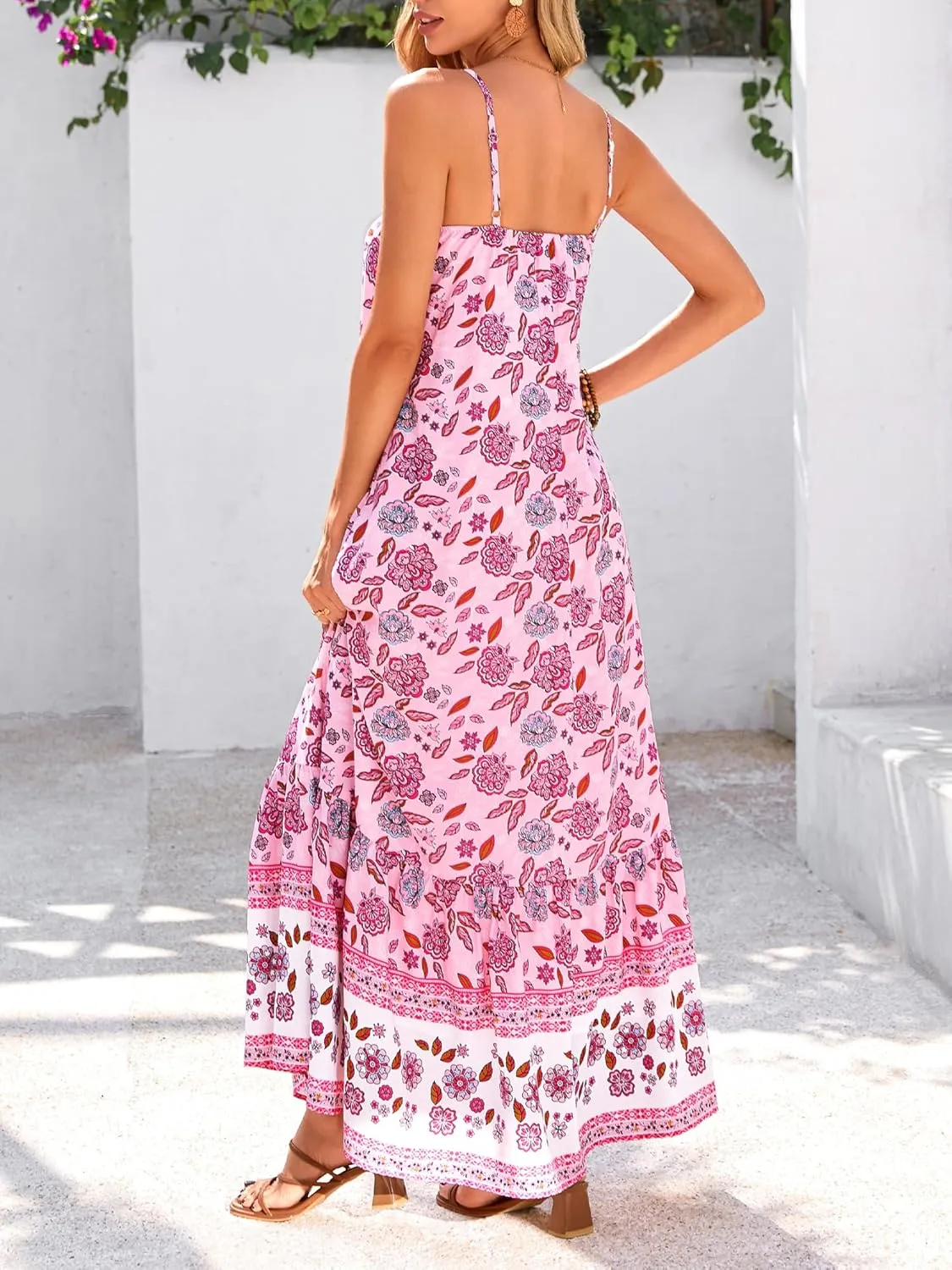 BTFBM Casual Women Summer Maxi Dresses 2025 Loose Sleeveless Sundress Spaghetti Strap Boho Long Dress Vacation