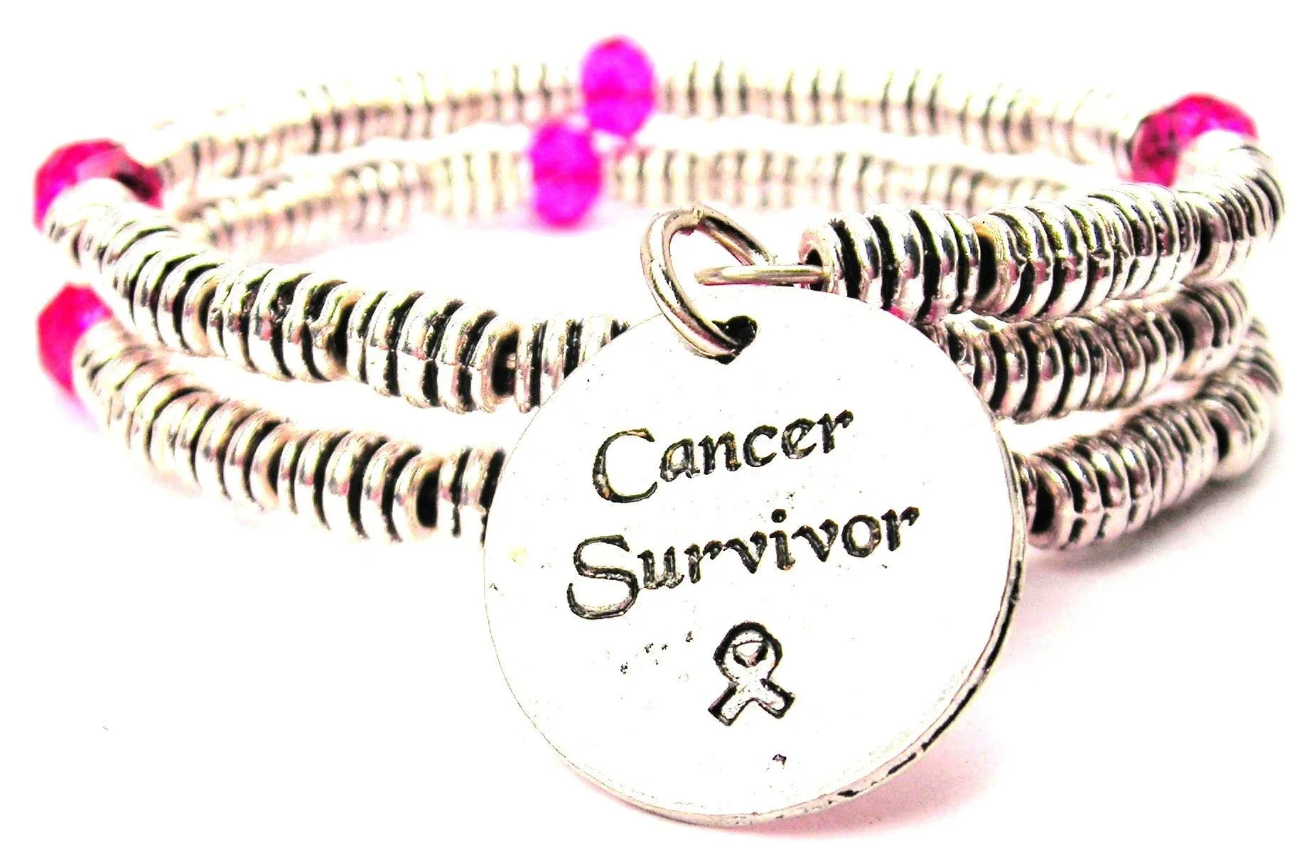 Cancer Survivor Curly Coil Wrap Style Bangle Bracelet
