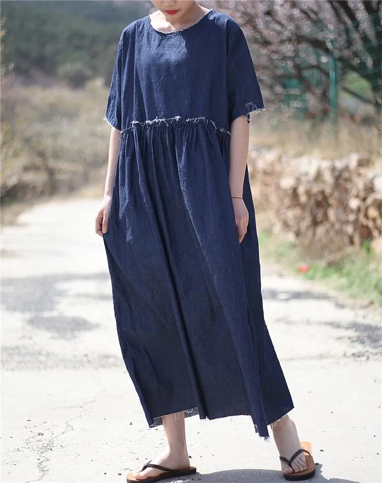 Casual Loose Denim Midi Dress