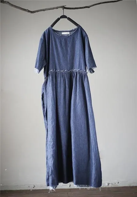 Casual Loose Denim Midi Dress