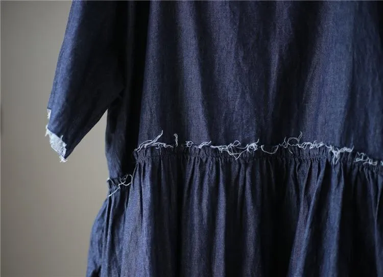 Casual Loose Denim Midi Dress
